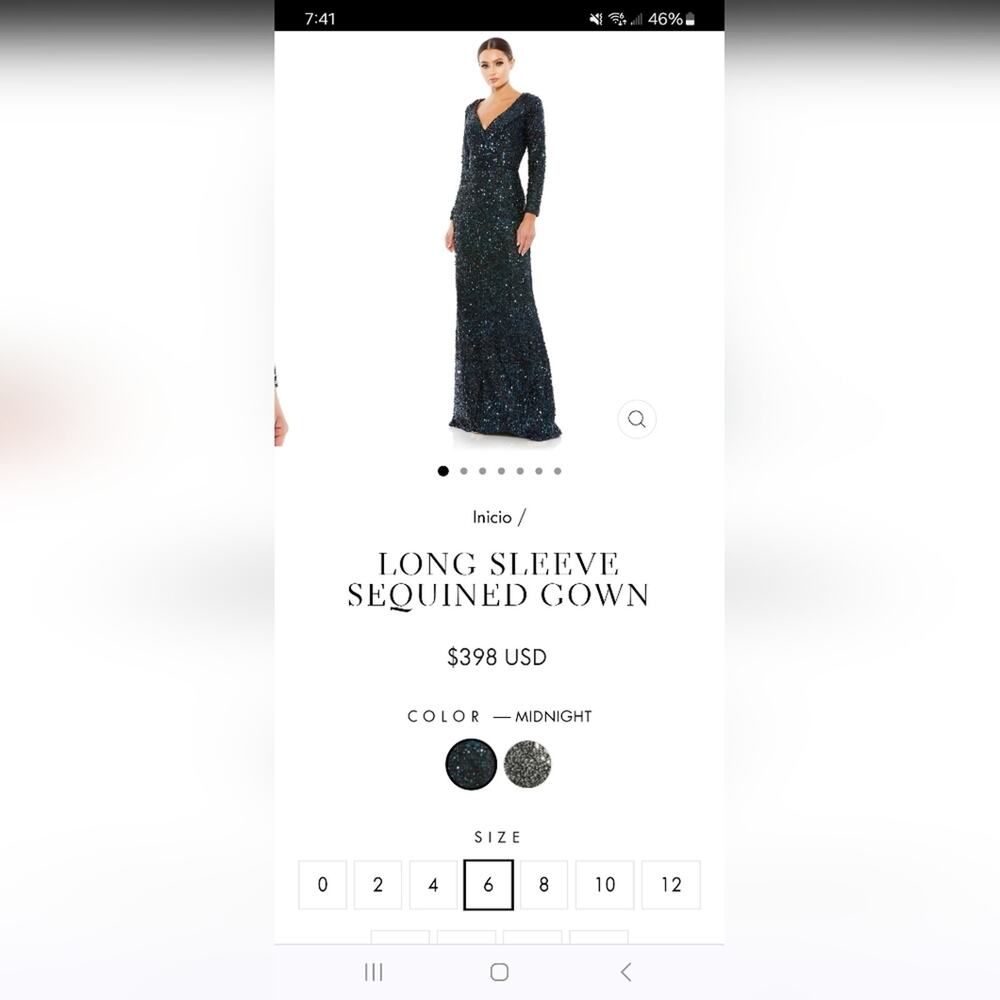 Nwt Ieena for Mac Duggal Long sleeved Gown size 6 in Midnight color